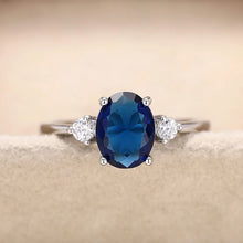 画像をギャラリービューアに読み込む, Blue Cubic Zirconia Wedding Rings for Women Silver Color Fashion Contracted Anniversary Party Jewelry