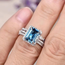 Load image into Gallery viewer, 3Pcs Set Blue Cubic Zirconia Rings for Women Luxury Anniversary Party Jewelry