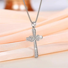 画像をギャラリービューアに読み込む, Twist Cross Design Women&#39;s Pendant Necklace Silver Color Box Chain Fancy Gift - www.eufashionbags.com