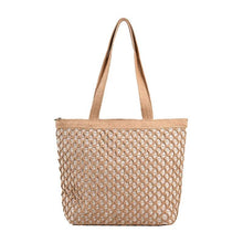 Load image into Gallery viewer, Large Weave Zipper Shoulder Bags for Women Fashion Beach Tote Purse l37 - www.eufashionbags.com