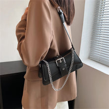 Carica l&#39;immagine nel visualizzatore di Gallery, Solid color Women Chain Shoulder Bag Small PU Leather Handbag And Wallet Vintage Luxury Flap Crossbody Sling Bag