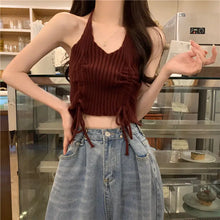 Load image into Gallery viewer, 2023 Spring Autumn Sweater Halter Sling Cargo Pants 1 or 3 Piece Set Women Casaul Multi Stripe Knit Tops Vest Trousers Outfits