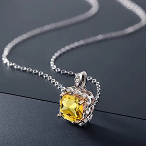 Luxury Yellow Cubic Zirconia Women Necklace for Wedding Pendant Jewelry y56
