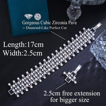 画像をギャラリービューアに読み込む, Fashion Cubic Zirconia Paved Wide Tennis CZ Bracelets for Women cw31 - www.eufashionbags.com