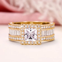 Load image into Gallery viewer, Gold color Square Cubic Zirconia Rings for Women Engagement Wedding Princess Sparkling Jewelry