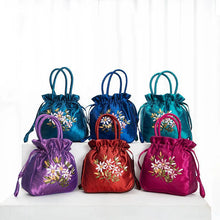 Cargar imagen en el visor de la galería, Retro Embroidery Drawstrings Handbags Women Purse Wallets Card Holder Bucket Shoulder Bag