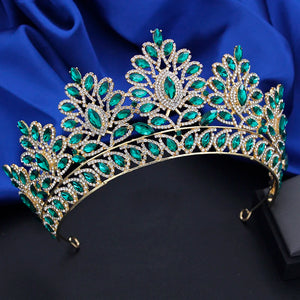 Royal Queen Crown Headdress Rhinestone Crystal Flower Tiaras and Crowns Wedding Hair Jewelry Pageant Bridal Accessories