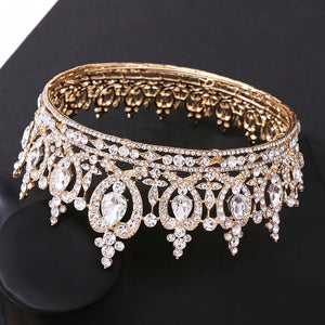 Luxury Royal Queen King Diadem Rhinestone Crystal Tiaras and Crowns Wedding Hair Jewelry Pageant Prom Headdress