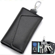 Charger l&#39;image dans la galerie, Genuine Cow Leather Housekeeper Holders Keychain Key Holder Bag Case Unisex Wallet Cover a96