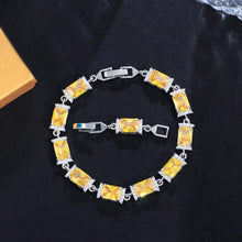 Charger l&#39;image dans la galerie, Rectangle Cubic Zirconia Paved Charm Link Bracelets for Women cw58 - www.eufashionbags.com