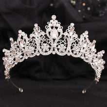 Load image into Gallery viewer, Luxury Crystal Leaf Headpieces Queen Crown Princess Rhinestone Wedding Hair Jewelry bc19 - www.eufashionbags.com