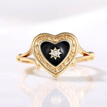 Cargar imagen en el visor de la galería, Black Heart Enamel Rings with Shiny Rings for Women Wedding Jewelry x25