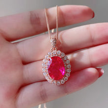 画像をギャラリービューアに読み込む, Rose Gold Pigeon Egg Shaped Ruby Ring Earrings Necklace Wedding Proposal Fashion Jewelry