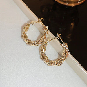 Luxury Trendy Cubic Zirconia Hoop Earrings Gold Color Fashion Earrings for Women t45