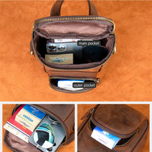 Cargar imagen en el visor de la galería, Crazy Horse Leather Shoulder Bag for Men Sling Side Pouch Vintage Crossbody Bags Business Travel Day Pack Handbag for Man
