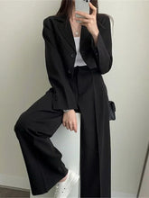 Carica l&#39;immagine nel visualizzatore di Gallery, Blazer Suits Long Sleeve Fashion Coat Black High Waisted Pants Two Piece Sets Women Outifits