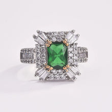 Cargar imagen en el visor de la galería, Silver Color Rings for Women Green Cubic Zirconia Geometry Ring Wedding Party Jewelry Gift