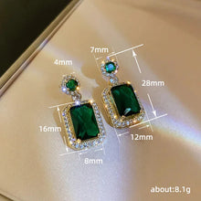 Load image into Gallery viewer, Full Bling Iced Out Blue/Green Cubic Zirconia Earrings Women for Wedding  Jewelry x25