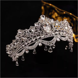 Baroque Luxury Crystal Beads Frontlet Bridal Tiaras Crown Rhinestone Pageant Diadem Banquet Headpieces Wedding Hair Accessories
