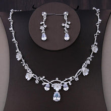 Cargar imagen en el visor de la galería, Luxury Silver Color Bridal Headpiece Necklace Earrings Rhinestone Crown Set bj50 - www.eufashionbags.com