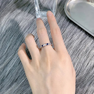 Luxury Blue/Red Cubic Zircon Promise Rings for Women Silver Color Fashion Accessories Daily Wear Party Jewelry