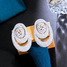 Load image into Gallery viewer, Druzy CZ Pave Geometric Endless Round Earrings for Women b163