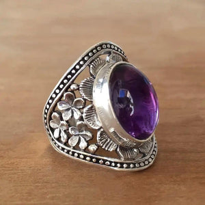 Purple Hollow-out Ring Delicate Flower Finger Accessories for Women hr08 - www.eufashionbags.com