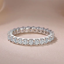 画像をギャラリービューアに読み込む, 925 Sterling Silver Stackable Finger Ring for Women 3mm Sparkling Clear Cubic Zirconia Ring x53
