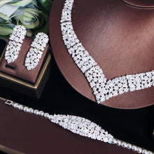 画像をギャラリービューアに読み込む, 4pcs White Cubic Zirconia Jewelry Sets Chunky Luxury Dubai Bridal Costume Accessories b39