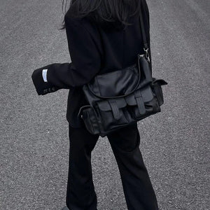 Retro Punk Style Hot Girls Underarm Bag Pu Leather Women's Shoulder Bags Fashion Design Multi-Pocket Handbags Purse