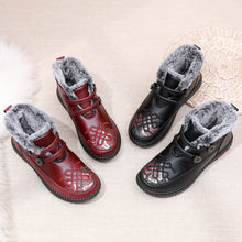 Charger l&#39;image dans la galerie, Winter New Leather Waterproof Snow Boots Women&#39;s Plus Velvet Warm Shoes q161