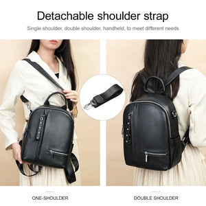 Anti-theft Women's Backpack Genuine Leather Black School Bag Girls Travel Bag Mochilas Shoulder Bags 3in1 Handbags
