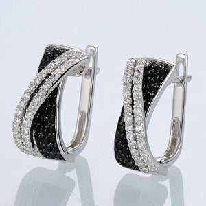 Black/White Cross Earrings for Women Trendy Hoop Earrings Silver Color Fashion Jewelry n219
