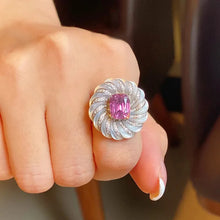 画像をギャラリービューアに読み込む, Silver Color Pink Zircon Spiral Rings Premium Vintage Women&#39;s Ring Party Birthday Jewelry Gift x46