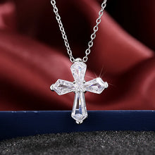 Carica l&#39;immagine nel visualizzatore di Gallery, Cross Pendant Necklace with Crystal Cubic Zircon Trendy Wedding Accessories Silver Color Jewelry