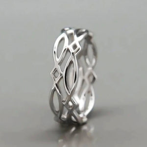 Hollow Band Silver Color Finger Ring for Women Daily Wear Statement Rings x05