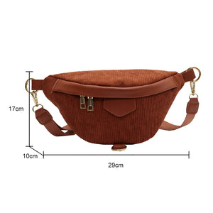 Fashion Women's Bag Corduroy Waist Belt Shoulder Bags Chest Bag q61