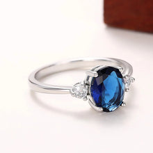 Laden Sie das Bild in den Galerie-Viewer, Blue Cubic Zirconia Wedding Rings for Women Silver Color Fashion Contracted Anniversary Party Jewelry