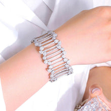 Carica l&#39;immagine nel visualizzatore di Gallery, Full Cubic Zirconia Micro Pave Large Wide Bracelet for Women Wedding Party cw28 - www.eufashionbags.com