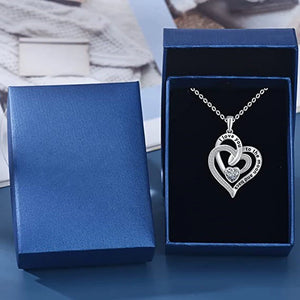 Luxury Double Heart Pendant Necklace CZ Wedding Love Jewelry for Women n218