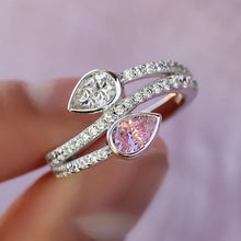 Cargar imagen en el visor de la galería, Waterdrop Pink/White Cubic Zirconia Women Rings Luxury Trendy Wedding Band Accessories
