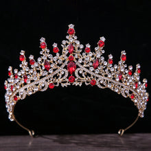Laden Sie das Bild in den Galerie-Viewer, Baroque Red Crystal Bridal Tiaras Crowns Rhinestone Diadem Women Headpieces