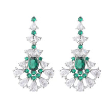 Charger l&#39;image dans la galerie, 2024 New Emerald Crystal Flower Maple Leaf Water Droplet Luxury Pendant Necklace Long Dangle Earrings x19
