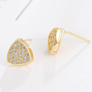 Luxury Triangle Stud Earrings Personality Copper Zirconia Earings Hip-hop Jewelry
