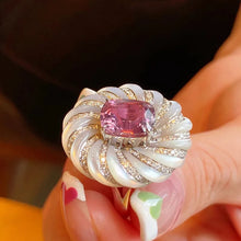 画像をギャラリービューアに読み込む, Silver Color Pink Zircon Spiral Rings Premium Vintage Women&#39;s Ring Party Birthday Jewelry Gift x46