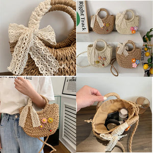 New Summer Handmade Bags for Women Beach Weaving Straw basket Wrapped Beach Bag a150