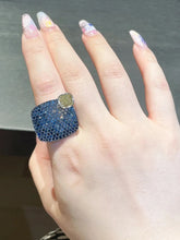 画像をギャラリービューアに読み込む, Silver Color Micro-inlay Full Blue Zircon Rings for Women Square Geometry Ring Jewelry Gift x50
