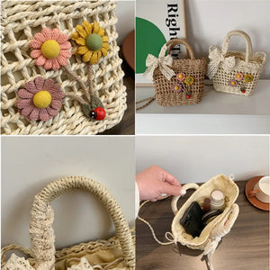 New Summer Straw Beach Bag Hand-woven Women Handbag Basket Crossbody Bag a155