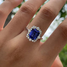 画像をギャラリービューアに読み込む, Blue Cubic Zirconia Women Rings for Wedding Geometric Shaped Engagement Jewelry n215