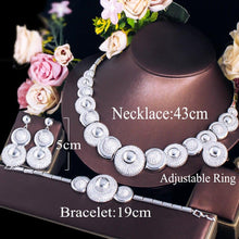 Laden Sie das Bild in den Galerie-Viewer, 4 Pcs Luxury Bridal Jewelry Sets Shiny Cubic Zirconia Dubai Necklace Earrings Bracelet ring cw27 - www.eufashionbags.com